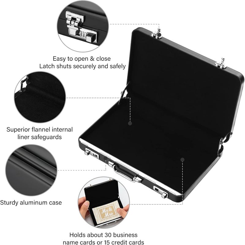 Oudain 2 Pcs Business Card Holder Suitcase Aluminum Business Card Case with Waterproof Pocket Credit Holder for Men Organizer ID Aluminum Briefcase Gift for Woman(Black) - Image 3